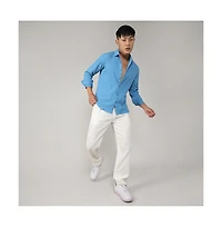 Men's Sky Blue Textured Micro Buffalo Check Shirt