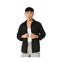 Men's Onyx Black Stripe-Creased Shirt