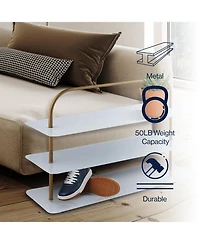 Jonathan Y Minimalist 9-Pair 3-Tier Iron Thin Flat Plate Shoe Rack