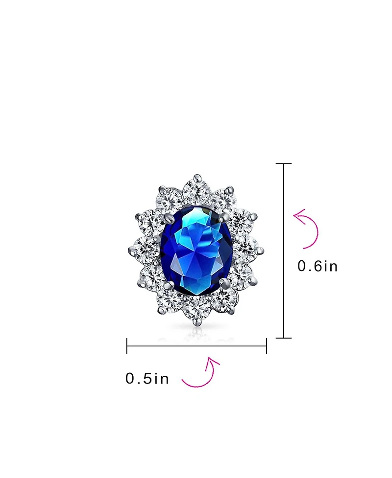 Bling Jewelry Classic Cubic Zirconia Cz Halo Crown Oval Stud Clip On Earrings Non Pierced Ears