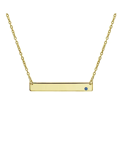 Bling Jewelry Horizontal Sideway Flat Bar Name Plated Pendant Necklace Gold Sterling Silver With Crystal