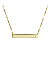 Bling Jewelry Horizontal Sideway Flat Bar Name Plated Pendant Necklace Gold Sterling Silver With Crystal
