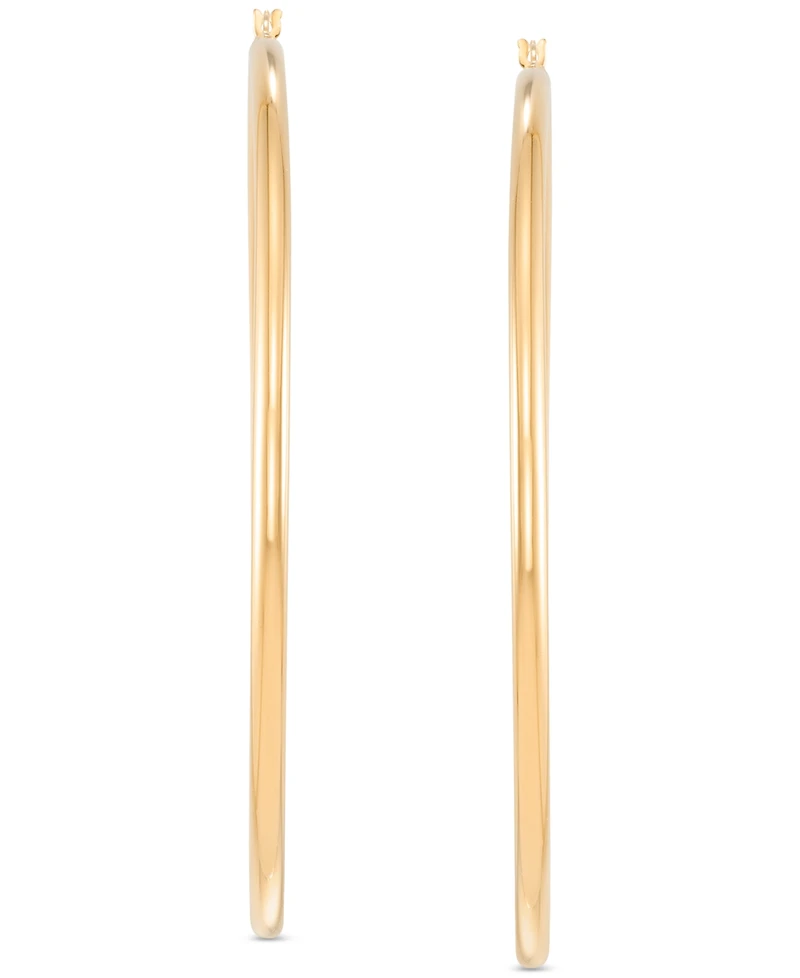 Polished Tube Extra-Large Hoop Earrings in 14k Gold-Plated Sterling Silver, 80mm