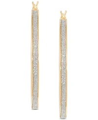 Glitter Medium Hoop Earrings in 14k Gold-Plated Sterling Silver, 1.57"