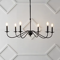 Jonathan Y Wicklow 34.75" 6-Light Bohemian Farmhouse Iron Led Chandelier, Black/Brass Gold