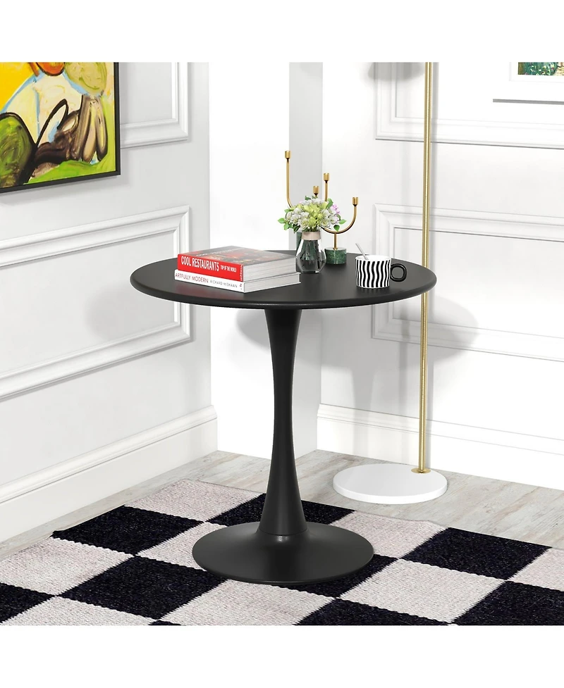 Skonyon 31.5 Inch Round Dining Table with Anti-Slip Pp Ring-Black