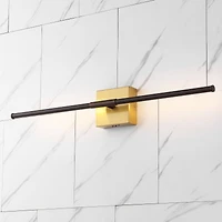 Jonathan Y Makena 28" Modern Minimalist Dimmable Integrated Led Metal Wall Sconce, Oil Rubbed Bronze/Brass Gold
