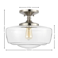 Jonathan Y Marfa 14" Glass/Iron Farmhouse Modern Led Flush Mount, Nickel