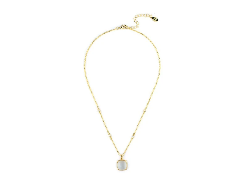 Rivka Friedman Mother of Pearl Cabochon Pendant with Cz Chain