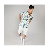 Men's Navy Blue & Off-White Ombre Lined Shirt