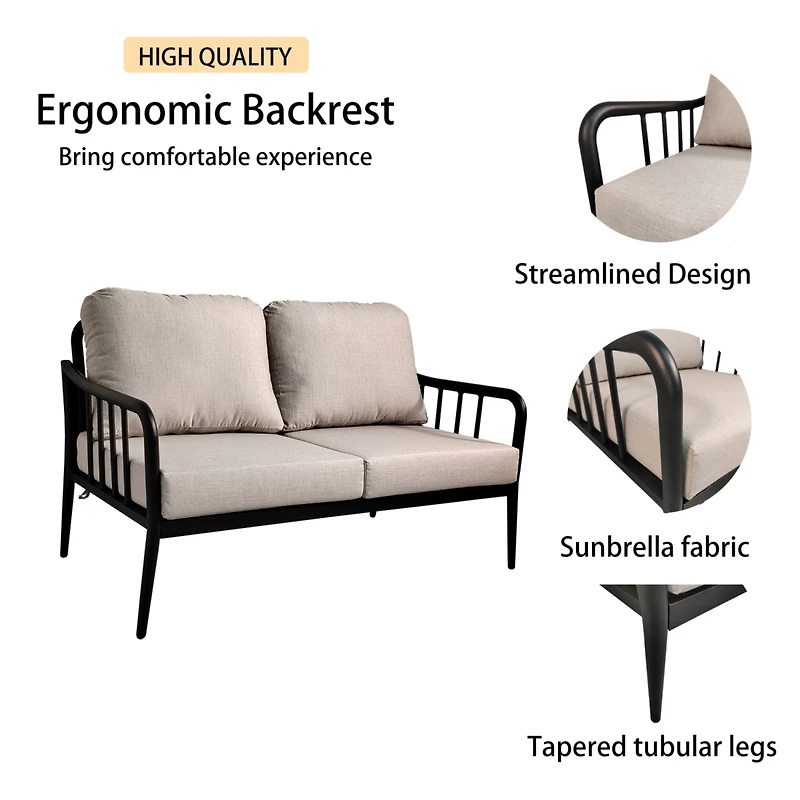 Streamdale Modern Patio Set with Sunbrella Cushions & Marble Table