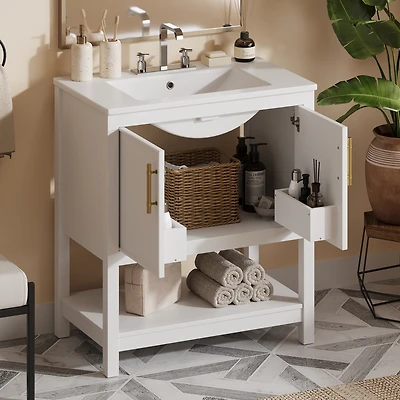 Streamdale 30-Inch Green Vanity with Sink and Storage