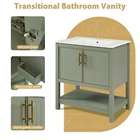 Streamdale 30-Inch Green Vanity with Sink and Storage