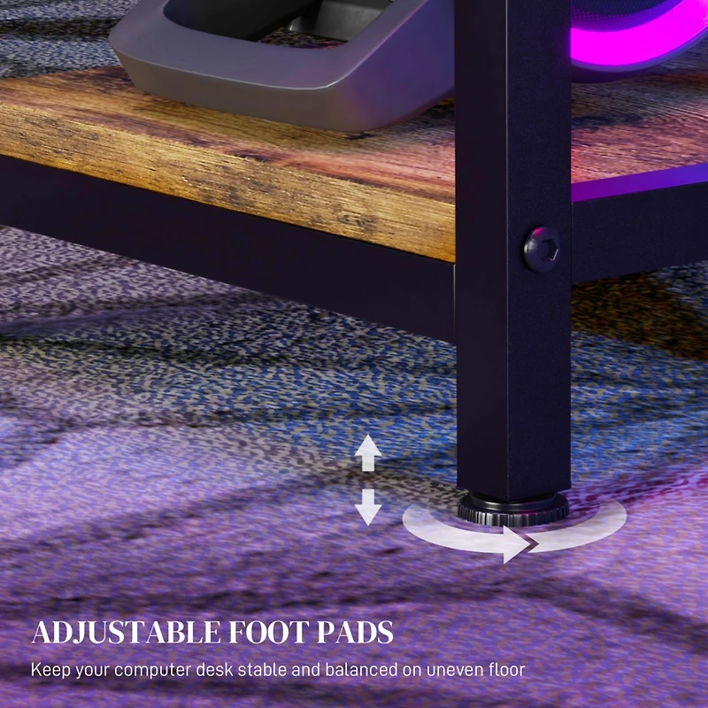 Multifunctional Desk with Led Lights, Storage & Usb Ports