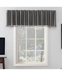 Evelina Faux Dupioni Silk Beaded Tassels Thermal Extreme 100% Blackout Back Tab Curtain Valance