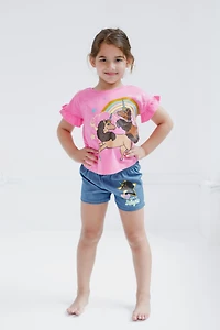 Afro Unicorn Toddler Girls T-Shirt and Chambray Shorts Outfit Set