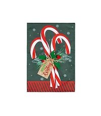 Evergreen Garden Flag Candy Cane Burlap Double Sided Indoor Outdoor Decor 18" x 12.5"