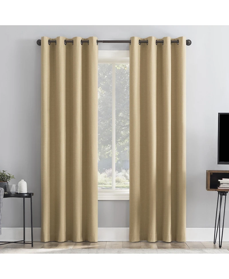 Cayden Grid Texture Draft Shield Fleece Insulated 100% Blackout Grommet Curtain Panel