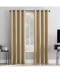 Cayden Grid Texture Draft Shield Fleece Insulated 100% Blackout Grommet Curtain Panel