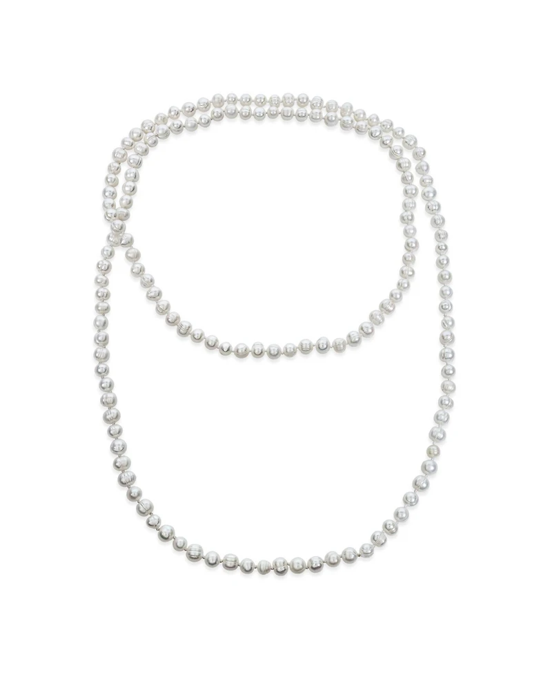 Bling Jewelry Flapper Hand Knotted Endless Layering Wrapping White Freshwater Cultured Long Rope Pearl Strand Necklace