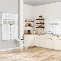 Tina Geometric Clipped Semi-Sheer Rod Pocket Kitchen Curtain Valance