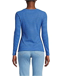 Lands' End Women's Lightweight Waffle Long Sleeve Notch Neck T-Shirt