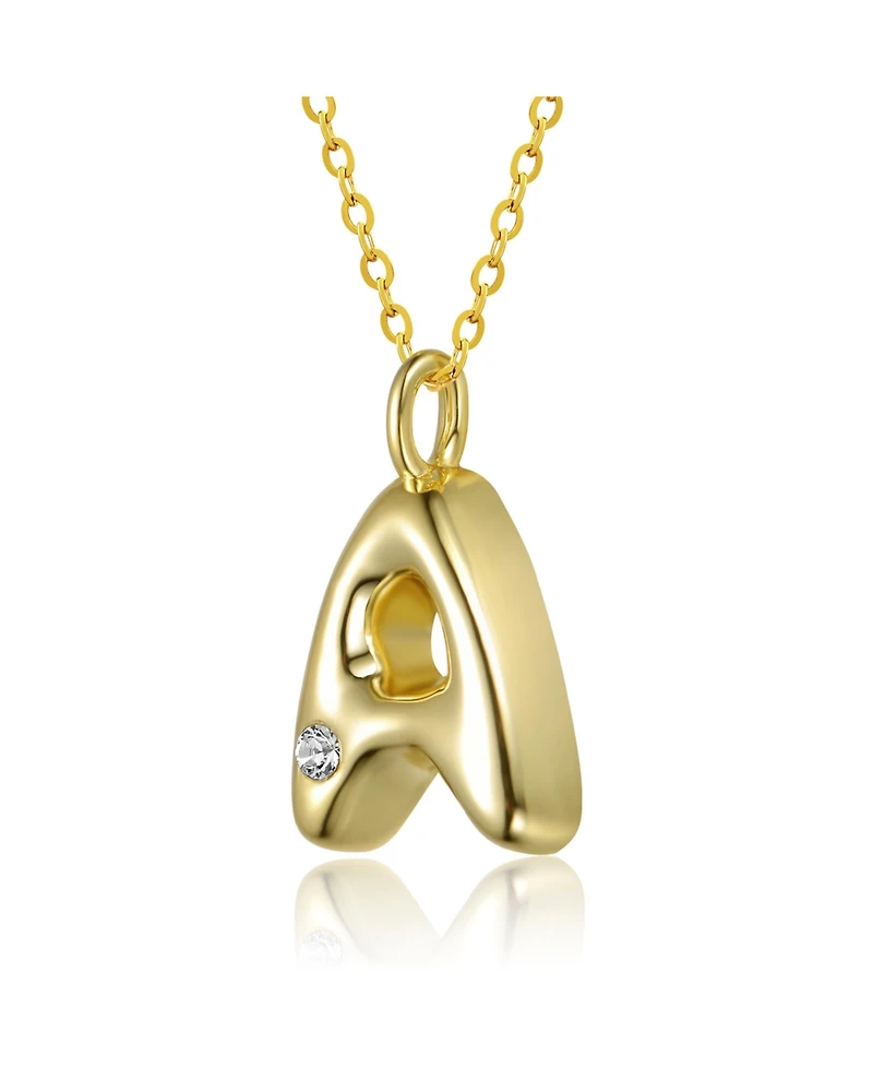 GiGiGirl 14k Gold Plated Cubic Zirconia Initial Pendant Bubble Letter Necklace