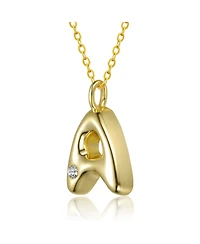GiGiGirl 14k Gold Plated Cubic Zirconia Initial Pendant Bubble Letter Necklace