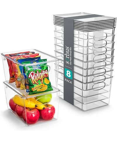 Sorbus Large Plastic Storage Bins with Lids - for Kitchen, Fridge, Cabinet, Pantry Organization and Storage - Clear Storage Bins (8 pack)