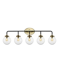 Jonathan Y Caleb 38" 5-Light Contemporary Transitional Iron/Glass Led Vanity Light, Brass
