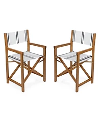 Jonathan Y Cukor Classic Vintage Outdoor Acacia Wood Folding Director Chair with Canvas Seat (Set of 2