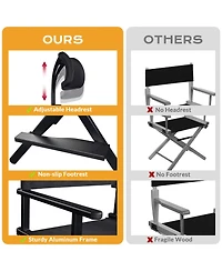 Byootique 28" Height Tall Director Chair Folding Artist Makeup Head Rest Salon