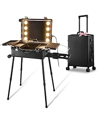 Byootique Rolling Makeup Case 24 Inch Led Lighted Mirror Cosmetic Travel Trolley