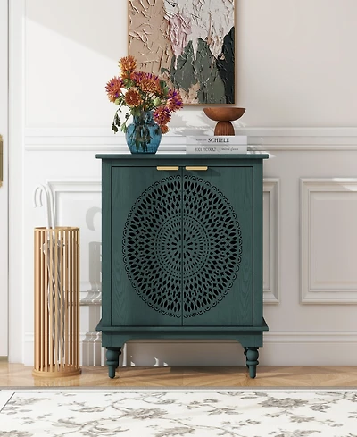 Simplie Fun Hollow-Carved 2-Door Accent Sideboard with Adjustable Shelf