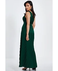 Quiz Women's Satin Pleated Maxi Dress