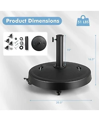 Skonyon 51LBS 20.5Inch Outdoor Umbrella Base with Wheels and Handles