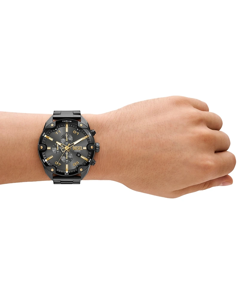 Diesel Men's Spiked Quartz Chronograph Gunmetal Stainless Steel 49mm