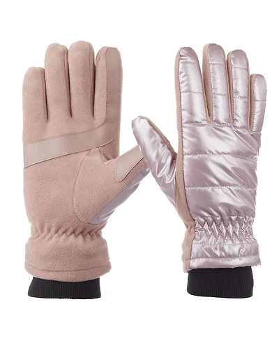 Isotoner Women's Sleek Heat Pongee and Fleece Water Repellent Touchscreen Gloves