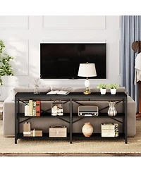 Tribesigns 70.9 Inch Extra Long Console Table, Modern Sofa Table Behind Couch Table with Storage Shelves, 3-Tier Industrial Hallway Entryway Table for