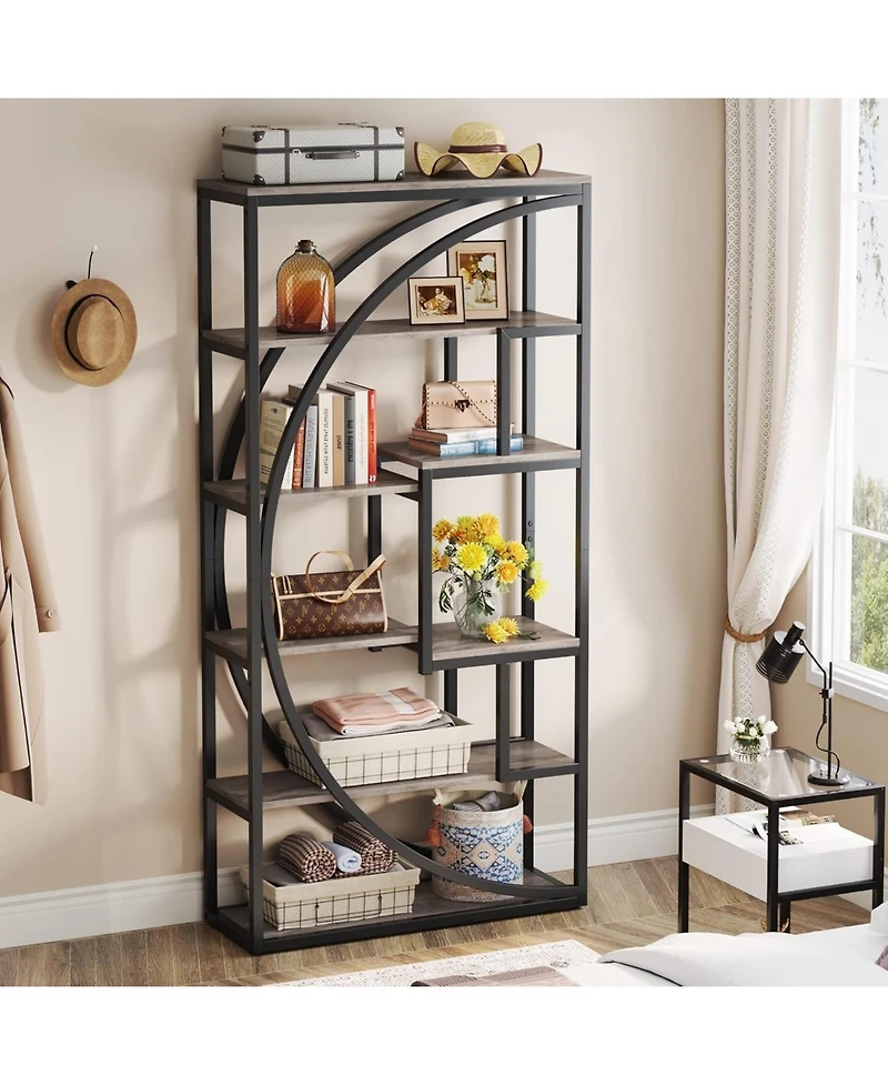 Tribesigns Bookshelf, Industrial 5-Tier Etagere Bookcase, 70.8 inch Tall Bookshelf with 8 Open Storage Shelf, Book Shelf Display Tack Shelving Unit fo