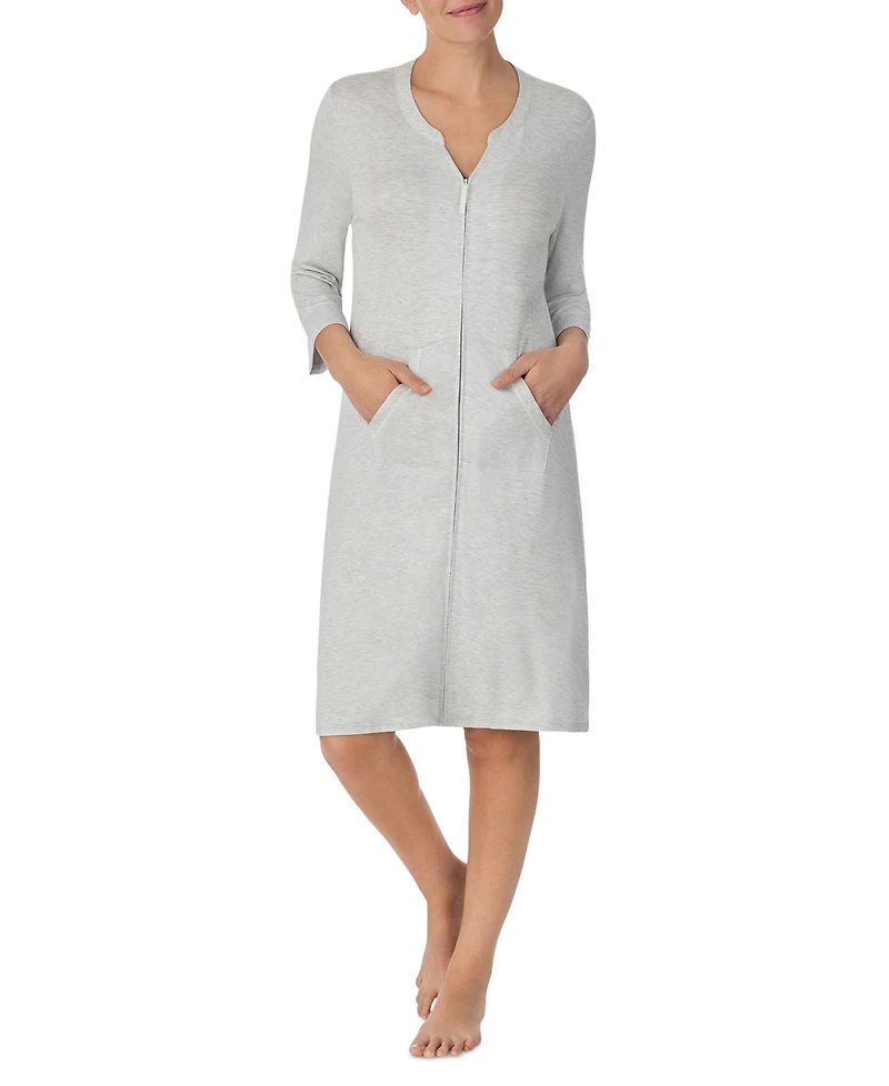 Ellen Tracy Women's Zip-Front 3/4-Sleeve Robe