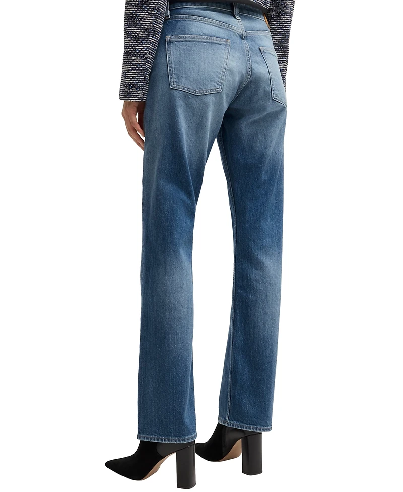Boss by Hugo Boss Women's Straight-Fit Faded-Blue Jeans