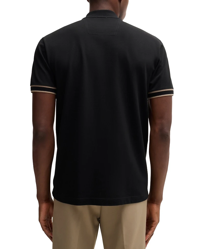 Boss by Hugo Men's Cotton-Pique Zip-Neck Polo