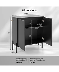 Skonyon 2-Door Buffet Cabinet Sideboard with Shelf and Metal Legs-Black