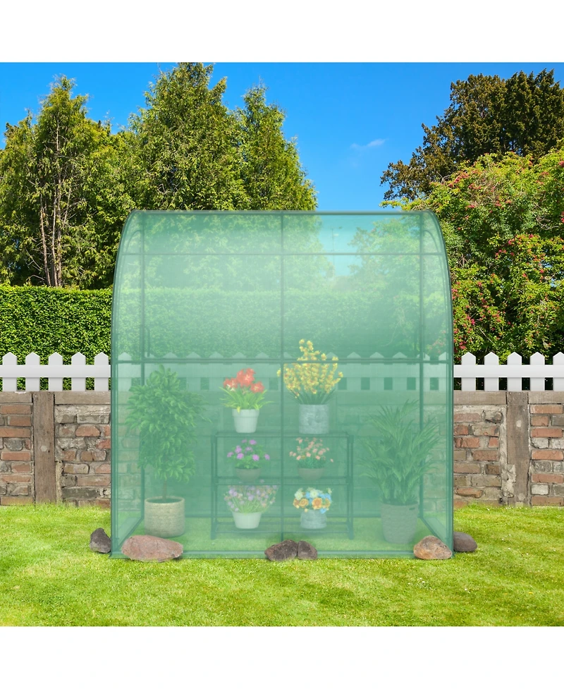 Skonyon 7 x 3.5 x 7 Feet Lean-to Greenhouse with Flower Rack
