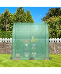 Skonyon 7 x 3.5 x 7 Feet Lean-to Greenhouse with Flower Rack