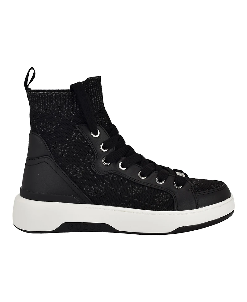 Guess Women's Mannen Knit Hi-Top Lace-Up Fashion Sneakers