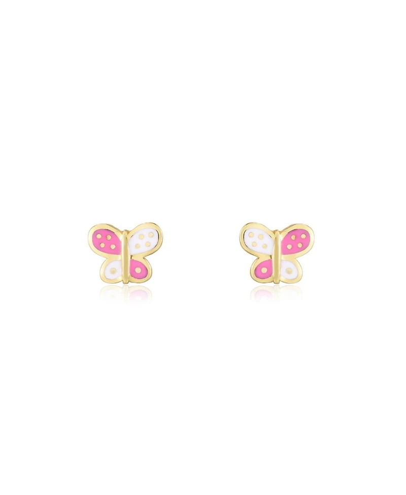 The Lovery Butterfly Enamel Stud Earrings 14K Gold