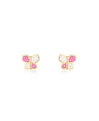 The Lovery Butterfly Enamel Stud Earrings 14K Gold
