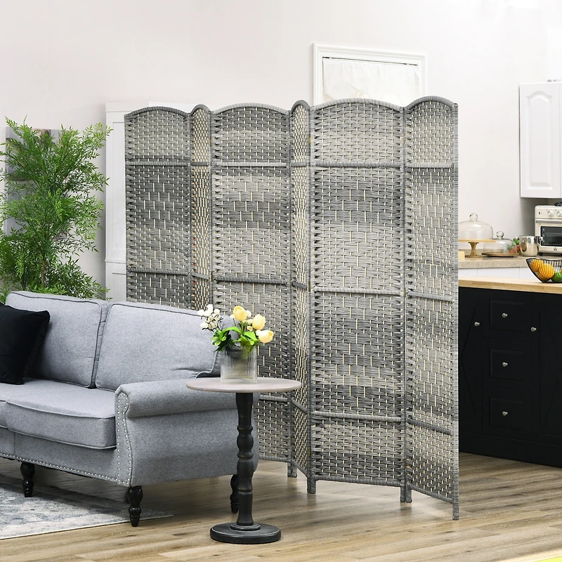 Homcom 6 Panel Room Divider Hand-Woven Freesding Partition,